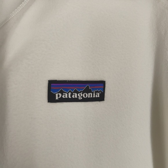 Patagonia Worn Wear Women's LARGE Pull Over 1/4 Zip White Fleece Jacket Shirt - Picture 4 of 16